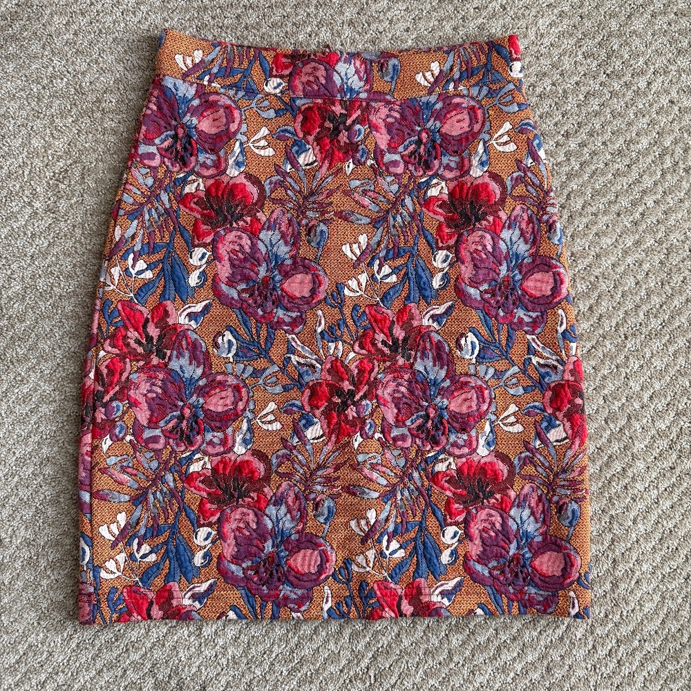 Maeve (Anthropologie) Golden Bliss Floral Pencil Skirt, Size XS
